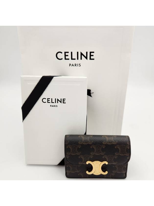 Triomphe Canvas Flap Card Holder Tan Brown - CELINE - BALAAN 2