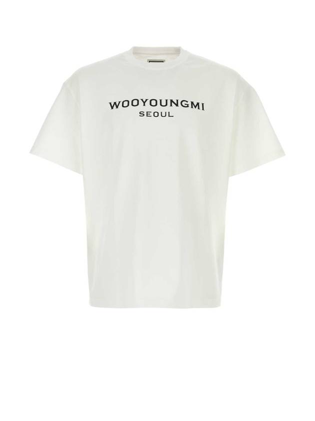 Logo Print Cotton Short Sleeve T-Shirt White - WOOYOUNGMI - BALAAN 1