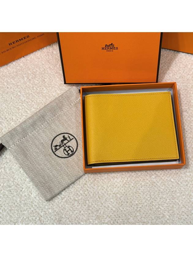 Half wallet, card wallet, silk lining, yellow - HERMES - BALAAN 2