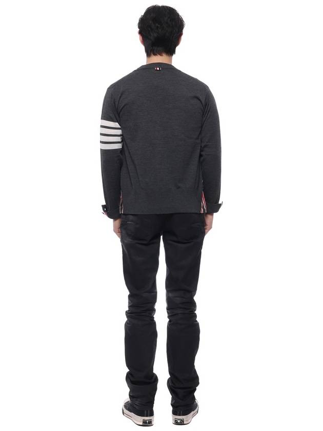 Men's Sustainable Classic Diagonal Wool Cardigan Dark Grey - THOM BROWNE - BALAAN 6