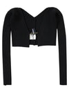 La Maille Pralu Micro Charm Logo Cardigan Black - JACQUEMUS - BALAAN 3