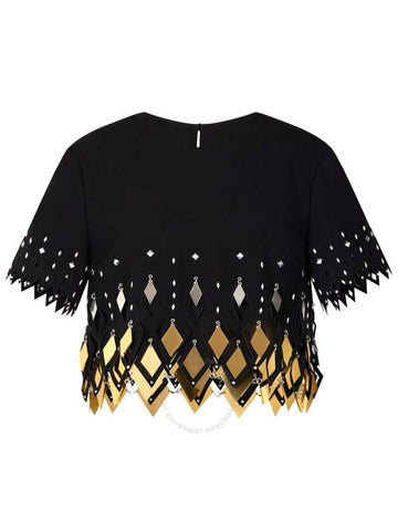 Rabanne Ladies Black Embellished Crop Top, Brand Size 38 (US Size 6) - PACO RABANNE - BALAAN 1