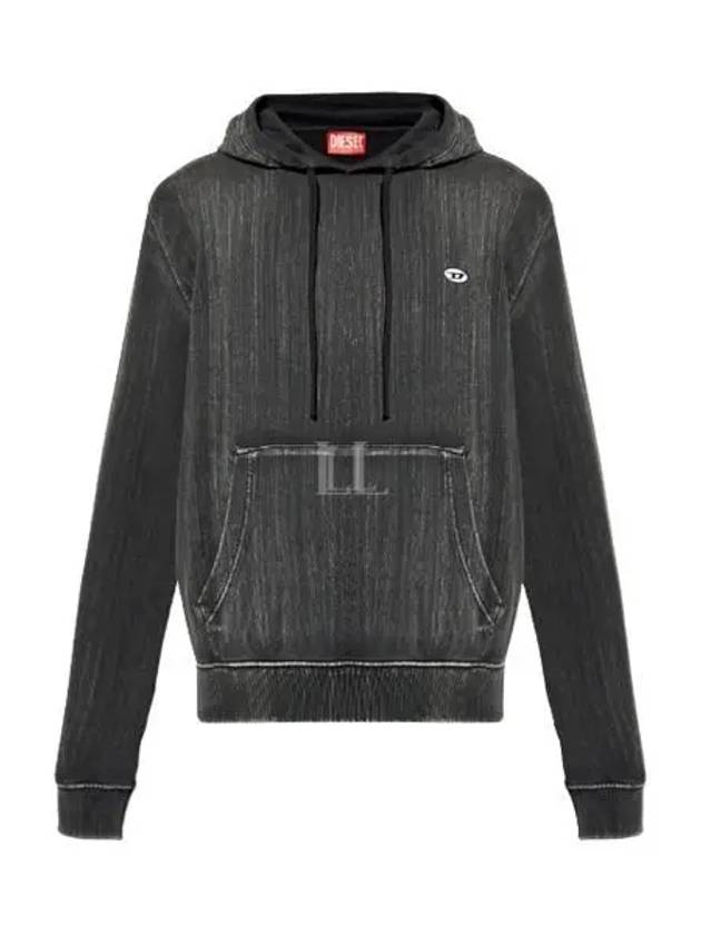 Logo Patch Drawstring Hoodie Black - DIESEL - BALAAN 2