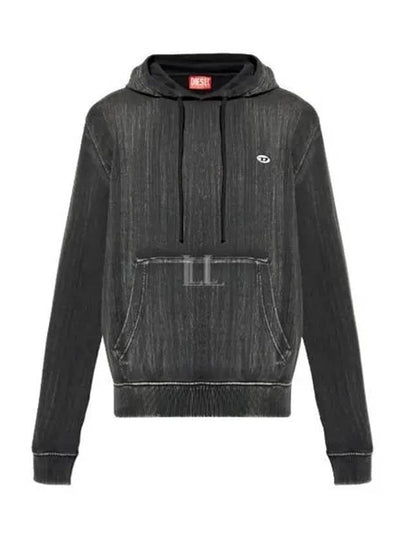 Logo Patch Drawstring Hoodie Black - DIESEL - BALAAN 2