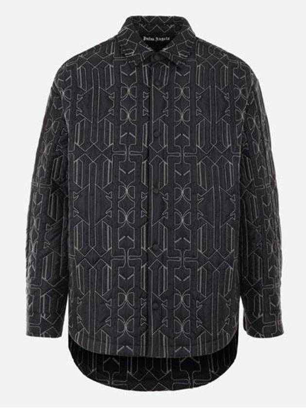 Monogram Quilted Overshirt Gray PMEA251E23FAB0011103 - PALM ANGELS - BALAAN 2