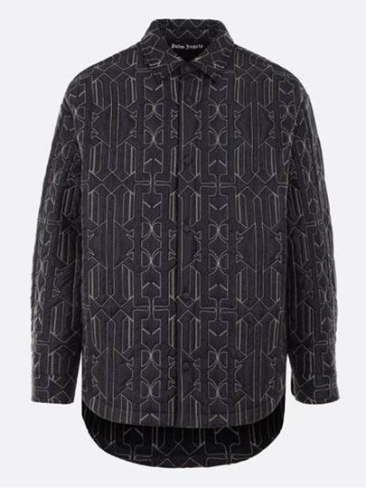 Monogram Quilted Overshirt Gray PMEA251E23FAB0011103 - PALM ANGELS - BALAAN 2