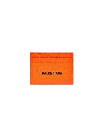 Logo Calfskin Card Wallet Fluo Orange - BALENCIAGA - BALAAN 1