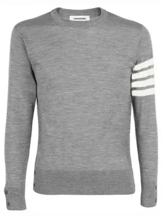 4 Bar Armband Classic Merino Wool Knit Top Light Grey - THOM BROWNE - BALAAN 2