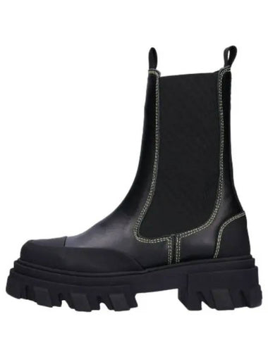 Mid Yellow Stitch Boots Black - GANNI - BALAAN 1