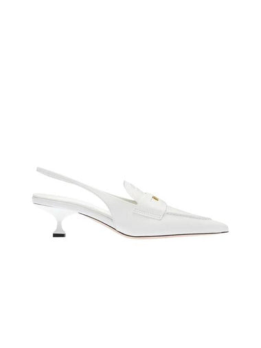 Leather Penny Loafers White - MIU MIU - BALAAN 1