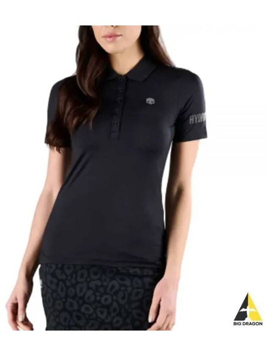 Women's Golf Logo Short Sleeve PK Shirt Black - HYDROGEN - BALAAN 2