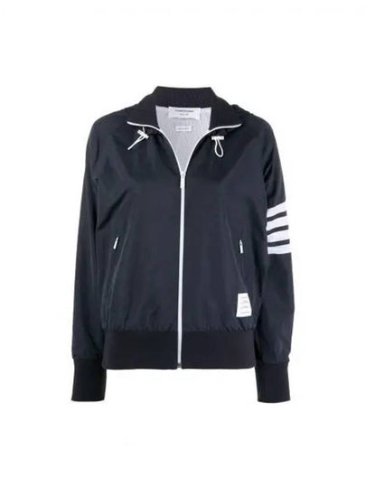 Women's Ripstop Mesh 4 Bar Zip Up Hoodie Navy - THOM BROWNE - BALAAN 2