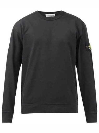 Stone Island Compass Waffen Patch Fleeceback Cotton Long Sleeve Sweatshirt Black - STONE ISLAND - BALAAN 1