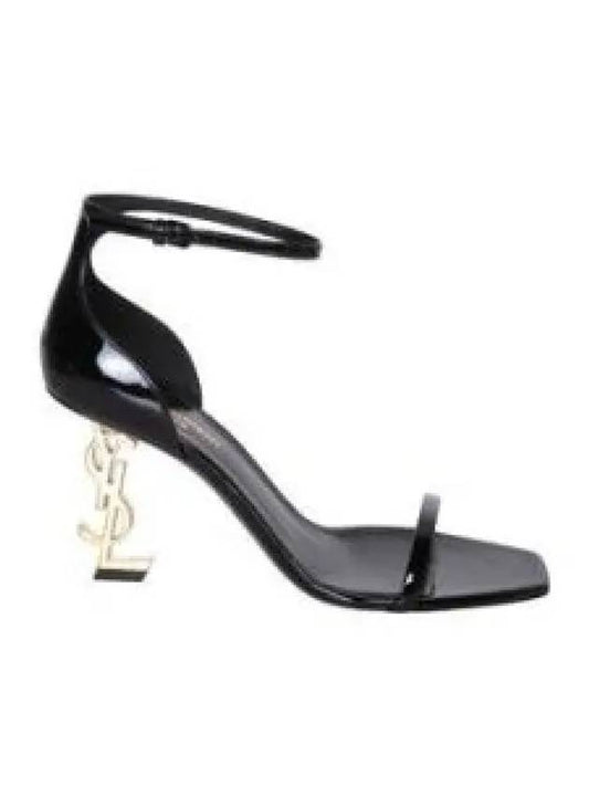 Opium Gold YSL Logo Open Toe Sandal Heels Black - SAINT LAURENT - BALAAN 2