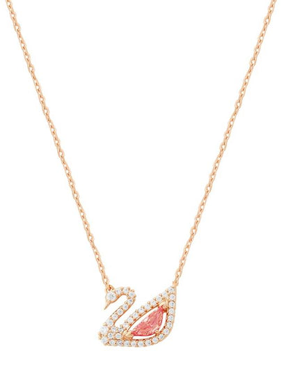 Dazzling Swan Pendant Necklace Pink Rose Gold - SWAROVSKI - BALAAN 2