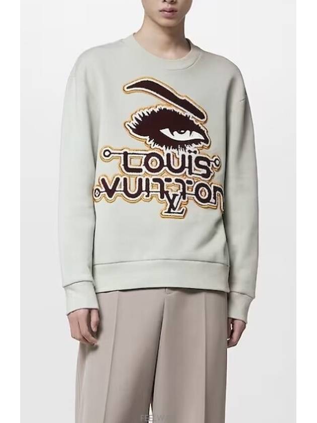 Embroidered Cotton Sweatshirt Green - LOUIS VUITTON - BALAAN 3