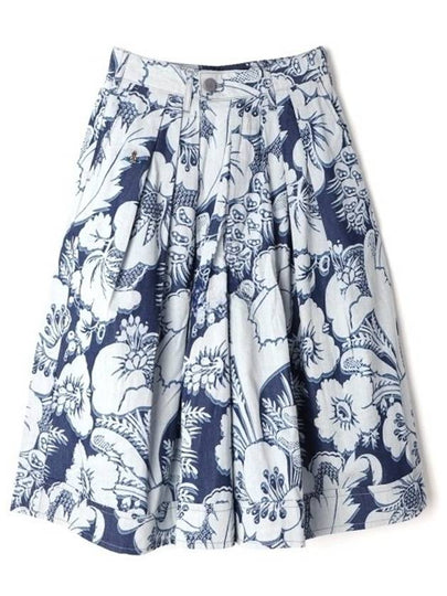 Culottes Flower Print Cotton Pleated Skirt White Navy - VIVIENNE WESTWOOD - BALAAN 2