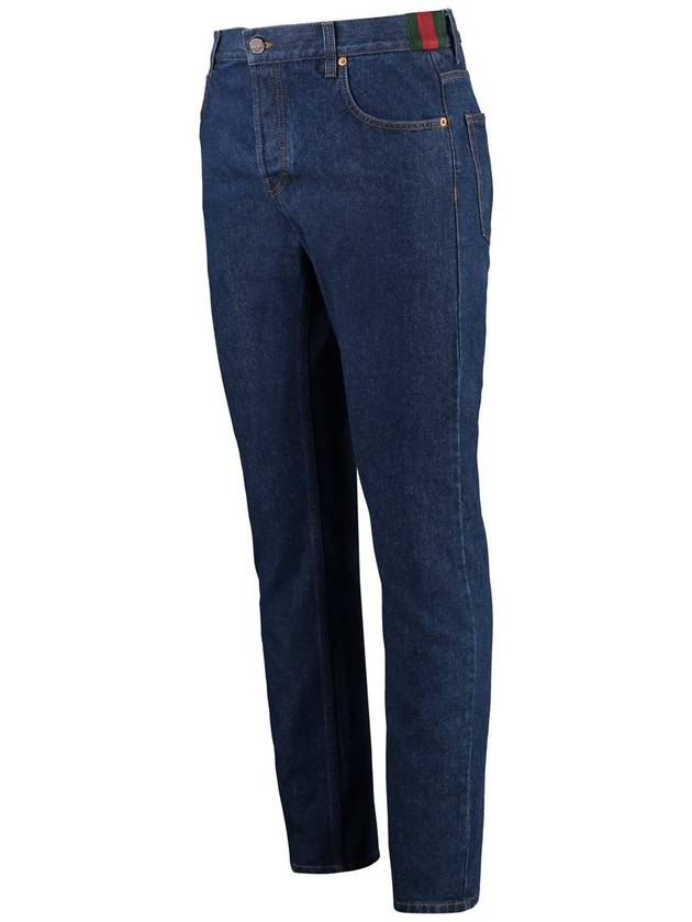 Tapered Denim Jeans Indigo - GUCCI - BALAAN 4