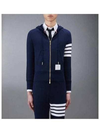 Engineered 4 Bar Diagonal Zip Up Hoodie Navy - THOM BROWNE - BALAAN 2