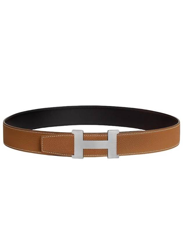 Constance Buckle Reversible Leather Strap 38mm Leather Noir - HERMES - BALAAN 3