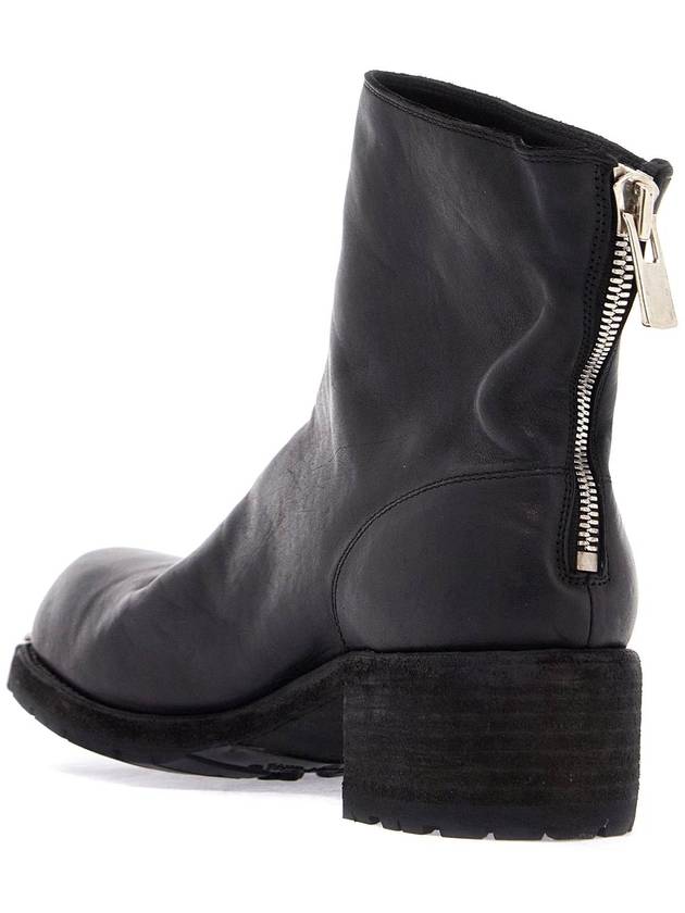 black horse leather boots with side zip and metal insert - GUIDI - BALAAN 3