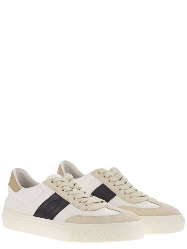 Leather Suede Low Top Sneakers White Black - TOD'S - BALAAN 5