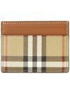 Check Print Leather Card Holder Beige - BURBERRY - BALAAN 2