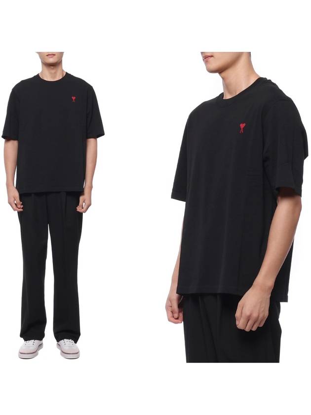 Small Heart Logo Boxy Fit Short Sleeve T-Shirt Black - AMI - BALAAN 2