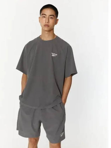 Recovery Woven T shirt Shorts Setup Charcoal - REEBOK - BALAAN 1