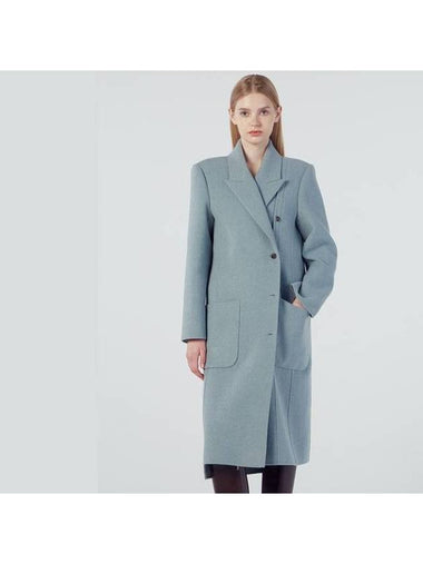 Breasted Handmade Long Double Coat Light Blue - REAL ME ANOTHER ME - BALAAN 1