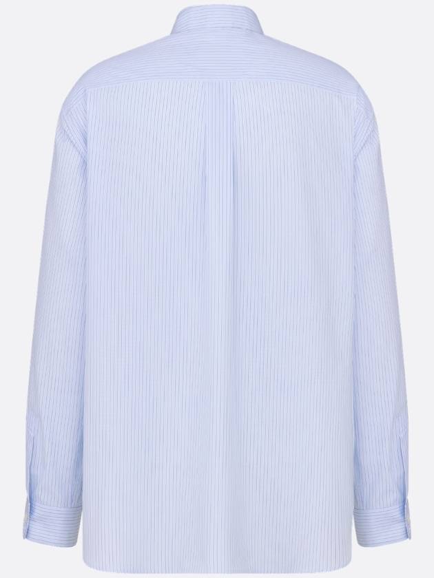 Couture Embroidery Striped Cotton Poplin Long Sleeves Shirt Light Blue - DIOR - BALAAN 6