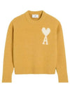 Intarsia Logo Crew Neck Knit Top Mustard - AMI - BALAAN 2