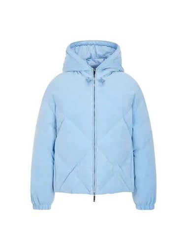 Women s Soft Hooded Zip Up Duck Down Jumper Light Blue - EMPORIO ARMANI - BALAAN 1