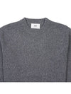 Men's Cashmere Blend Crew Neck Knit Top Grey - AMI - BALAAN 4