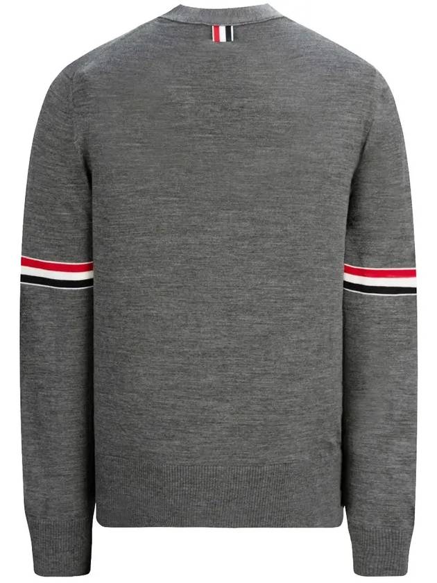 Stripe Armband Merino Wool Cardigan Grey - THOM BROWNE - BALAAN 4