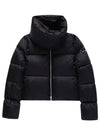 Logo Detachable Scarf Short Puffer Goose Down Padding Black - ADD - BALAAN 4