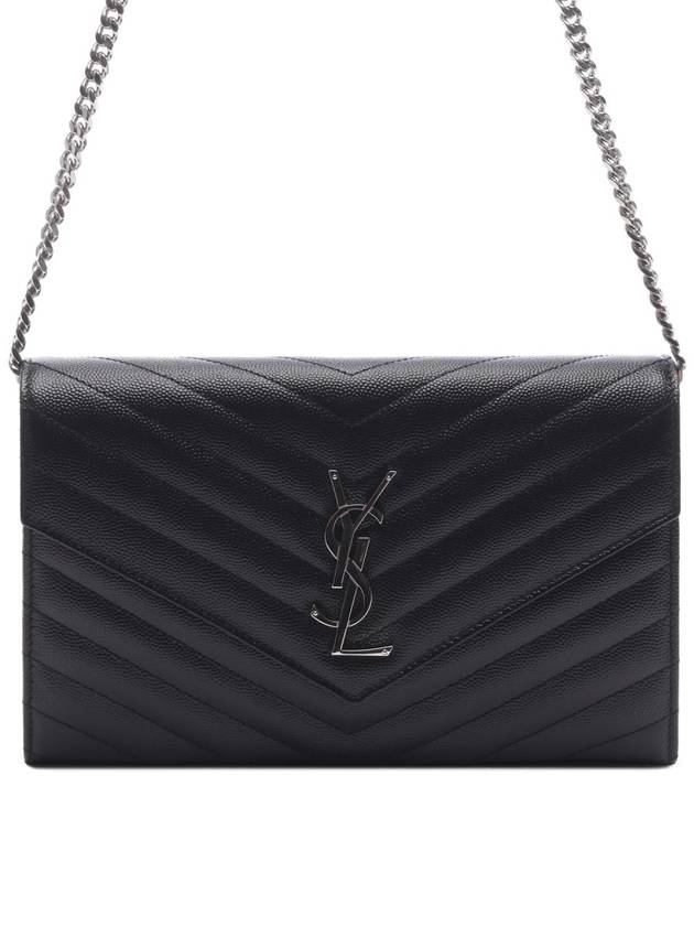 Cassandre Matelasse Chain Cross Bag In Grain de Poudre Embossed Leather Black - SAINT LAURENT - BALAAN 3