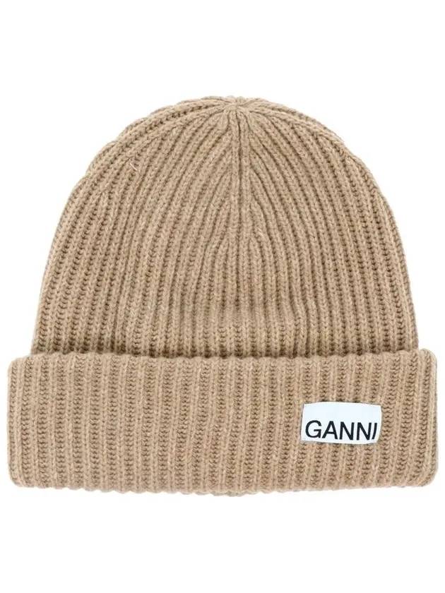 Logo Recycled Wool Beanie Starfish - GANNI - 1