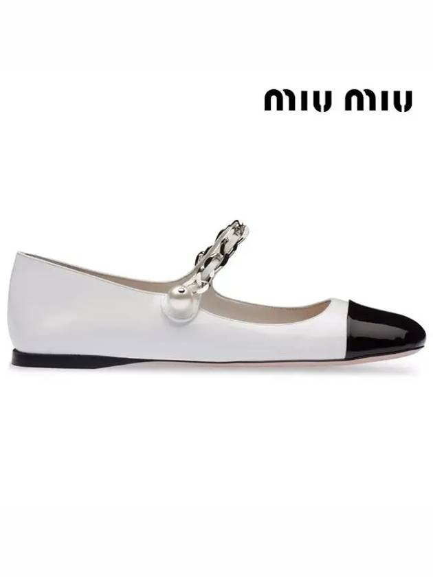 Patent Leather Ballerina Black White - MIU MIU - BALAAN 4