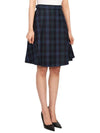 Tartan Flannel Side Tab A Line Skirt Blue - THOM BROWNE - BALAAN 6