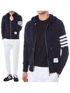 Engineered 4 Bar Diagonal Zip Up Hoodie Navy - THOM BROWNE - BALAAN 3