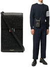 Three Stripes Strap Leather Phone Case Black - THOM BROWNE - BALAAN 2