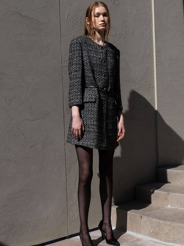 French wool tweed jacket midi dress black - DEFEMME - BALAAN 3