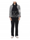 V Logo Jacquard Muffler Black - VALENTINO - BALAAN 4