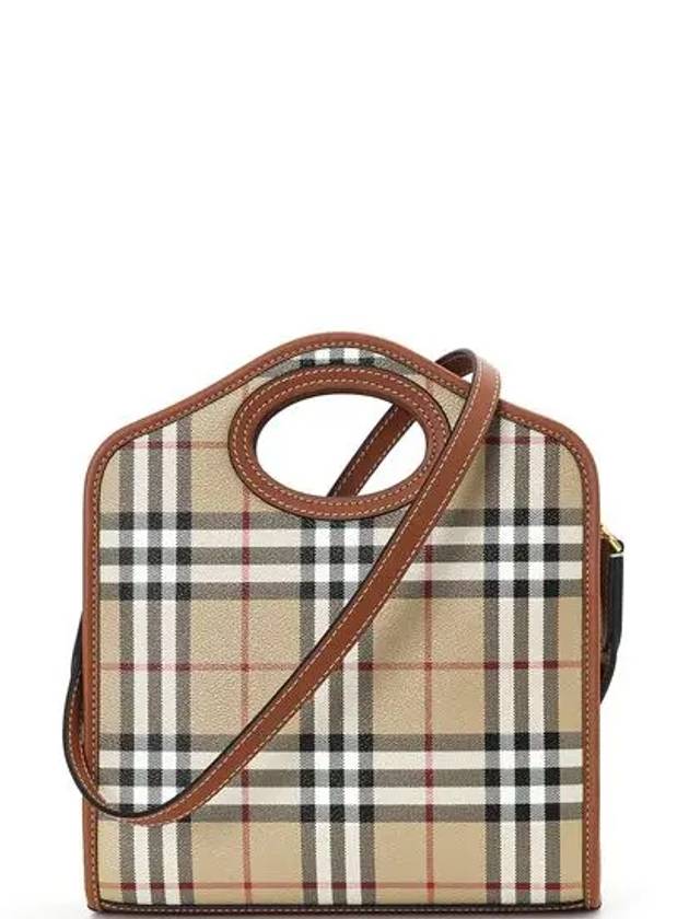 Check Mini Pocket Tote Bag Beige - BURBERRY - BALAAN 4