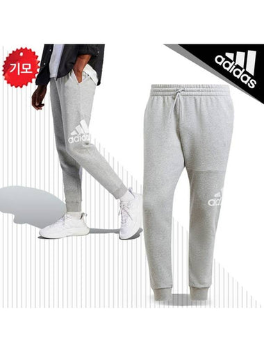 Essentials Tapered Cuff Big Logo Fleece Track Pants Grey - ADIDAS - BALAAN 1