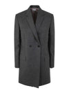 Women's Flannel Sports Wool Double Coat Medium Grey - THOM BROWNE - BALAAN 2