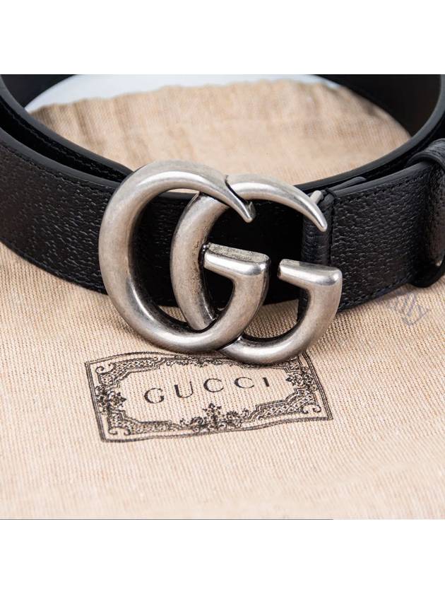 GG Marmont Double Buckle Belt Black Silver - GUCCI - BALAAN 3