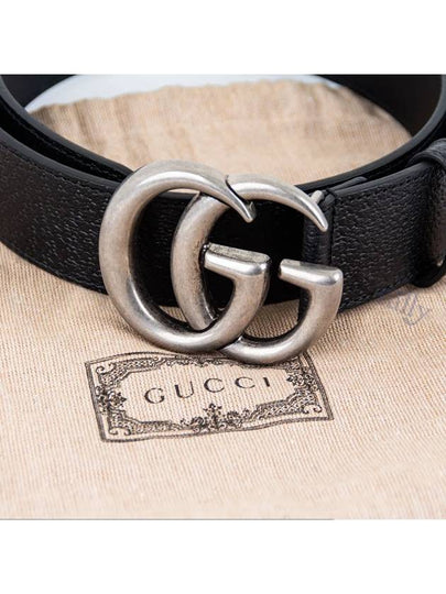 GG Marmont Double Buckle Belt Black Silver - GUCCI - BALAAN 2