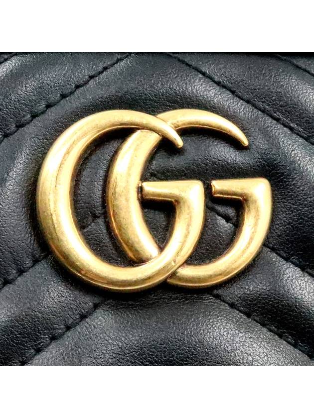 Women s Gucci 448065 Black Matelasse Chevron Gold Plated GG Marmont Mini Cross Bag gt Gangbuk used luxury goods - GUCCI - BALAAN 7